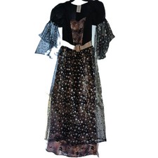 Hyde and Eek Adult Witch Halloween Costume Dress Black Silver Size SM 4-6 NWT