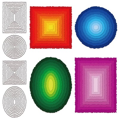 GLOBLELAND Deckle Edge Cutting Dies Rectangle Square Round Set