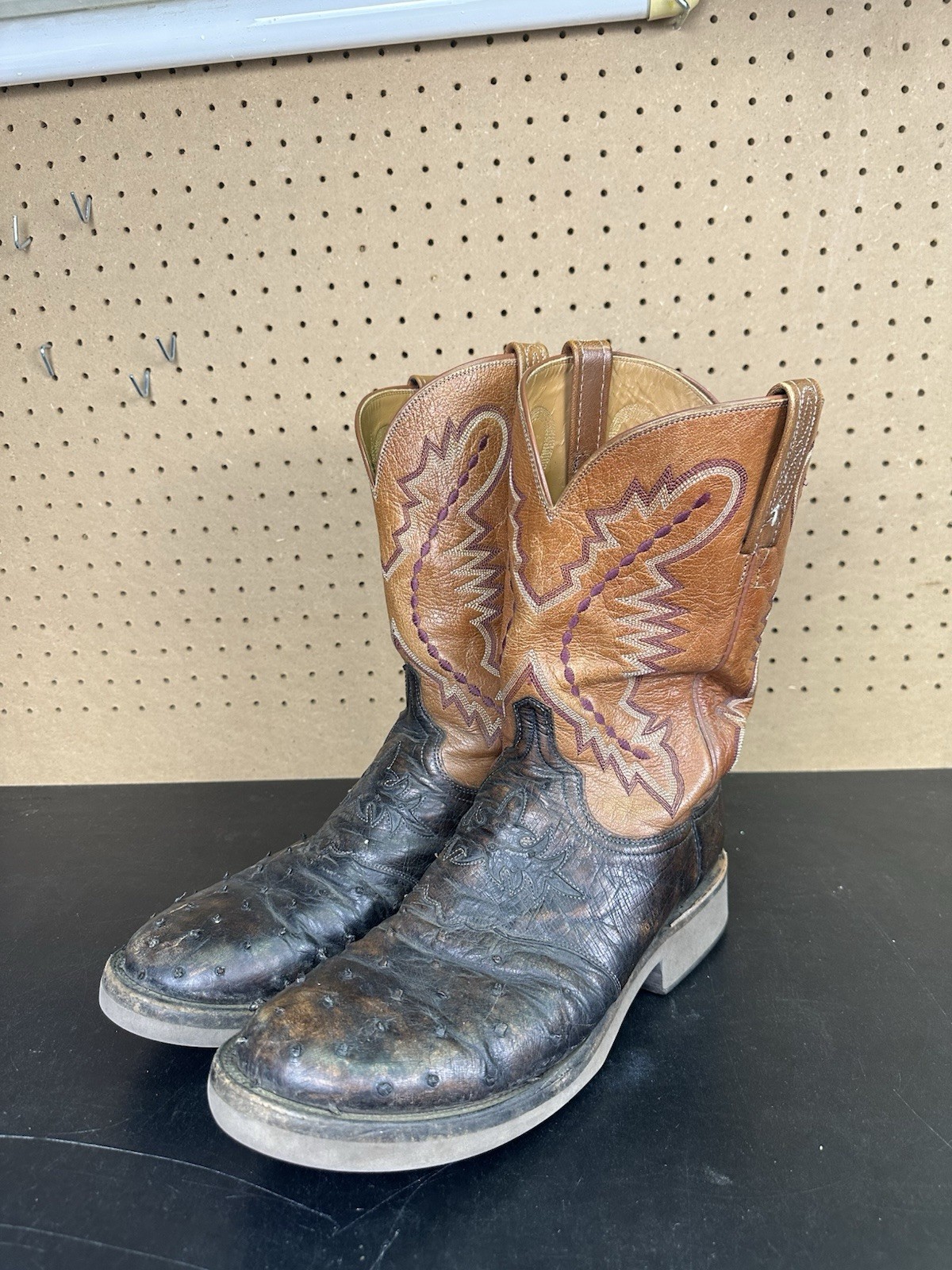 Lucchese 2000 Full Quill Ostrich Cowboy Boots for Men Size 12 EE 2E Western