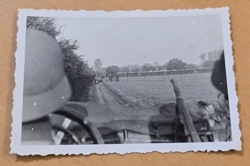 BACKSEAT PHOTOGRAPHER STEEL HELMET RIFLE WW2 German Military Wartime Photo
