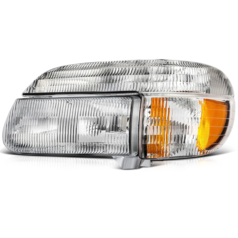适用于福特探险者 1995 - 2001 铬外壳 透明镜头前灯总成一对 — 第 3/4 张图片