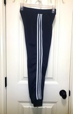 Kid's Adidas Black Joggers Striped Pants Sz Large 14