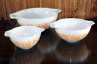 Vintage Nest of 3 Pyrex Pumpkin Butterprint Amish Orange 444,442,441 Cinderella
