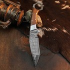 9.7" inch Damascus Tactical Knife Full Tang wood Handle Blade Leather Sheath — photo 4