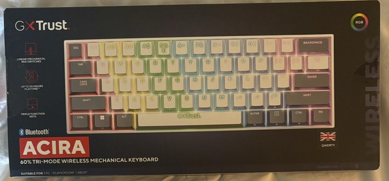 NEW Trust GXT 873  Acira 60% Mechanical Gaming Keyboard RRP £59.99.