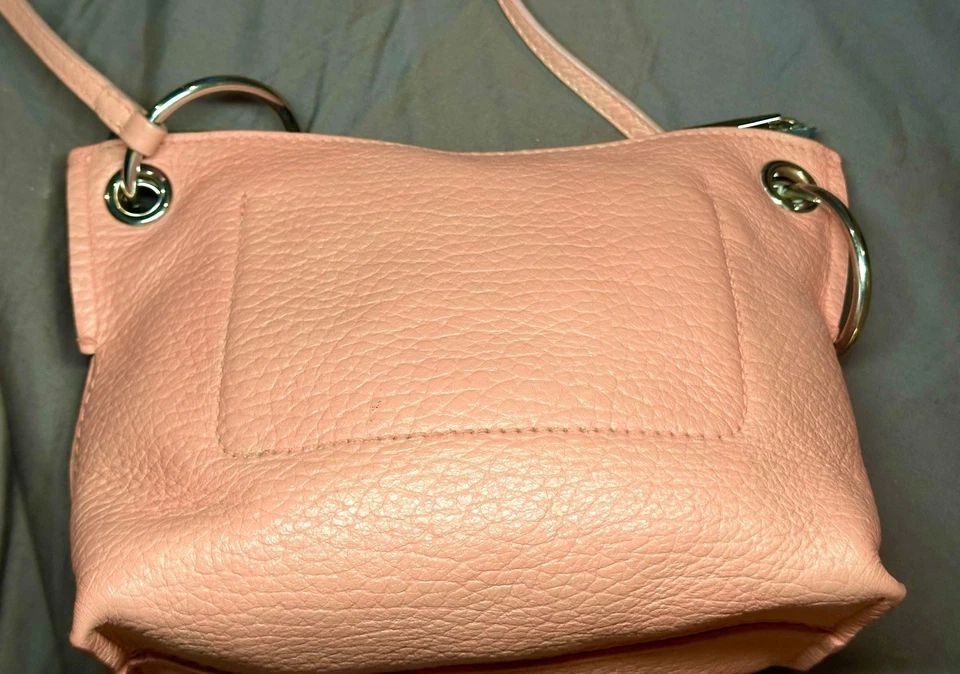 Bimba Y Lola Pebbled Leather Coral Crossbody Pink Trapezium NWOT Rrp $485 Rare - Image 2 of 4
