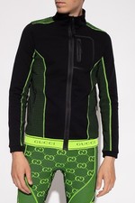 New Gucci Mens sz Large L Black Neon Green Track Jacket 2600 Zip up