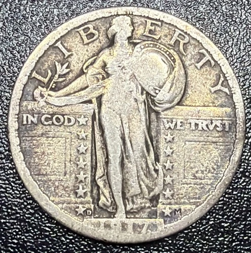 1917-D Standing Liberty Quarter Dollar Type-2 T2 25C VF Very Fine