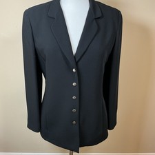 Liz Claiborne Blazer Petite Collection Size 8P Black w/ 5 Silver Buttons