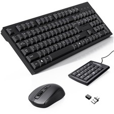 Wireless Keyboard and Mouse Combo-Full Size QWERTY Layout 2.4G Stereo black