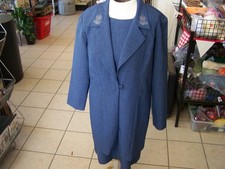 Vintage Women's Whirlaway Frocks Dress with Jacket Navy Blue Size 14 Made In USA