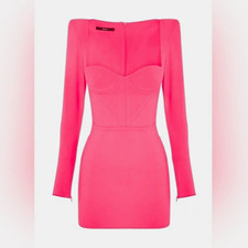 Alex Perry Pink Sweetheart Long Sleeve Mini D...