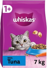 WHISKAS - 1+ Adult Dry Cat Food - 7kg - Biscuits Made with Tuna - Bulk Cat Food 3.06 per kilo