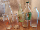 LOT OF 7 VINTAGE GLASS DAIRY, BABY, SYRUP, COKE BOTTLES — photo 1