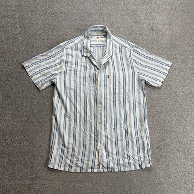 LEVIS Herren Hemd Shirt Gr S Relaxed Casual Sommerhemd Streifen 10609 Weiß Blau
