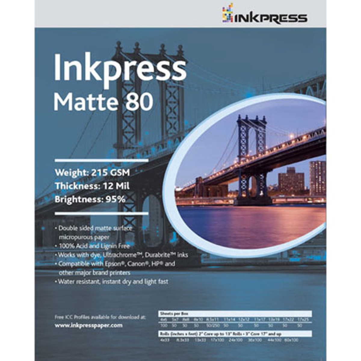 Бумага для струйной печати Inkpress Duo Matte 80 вес 215 гм2 толщина 12 мил яркость 95 4090₽