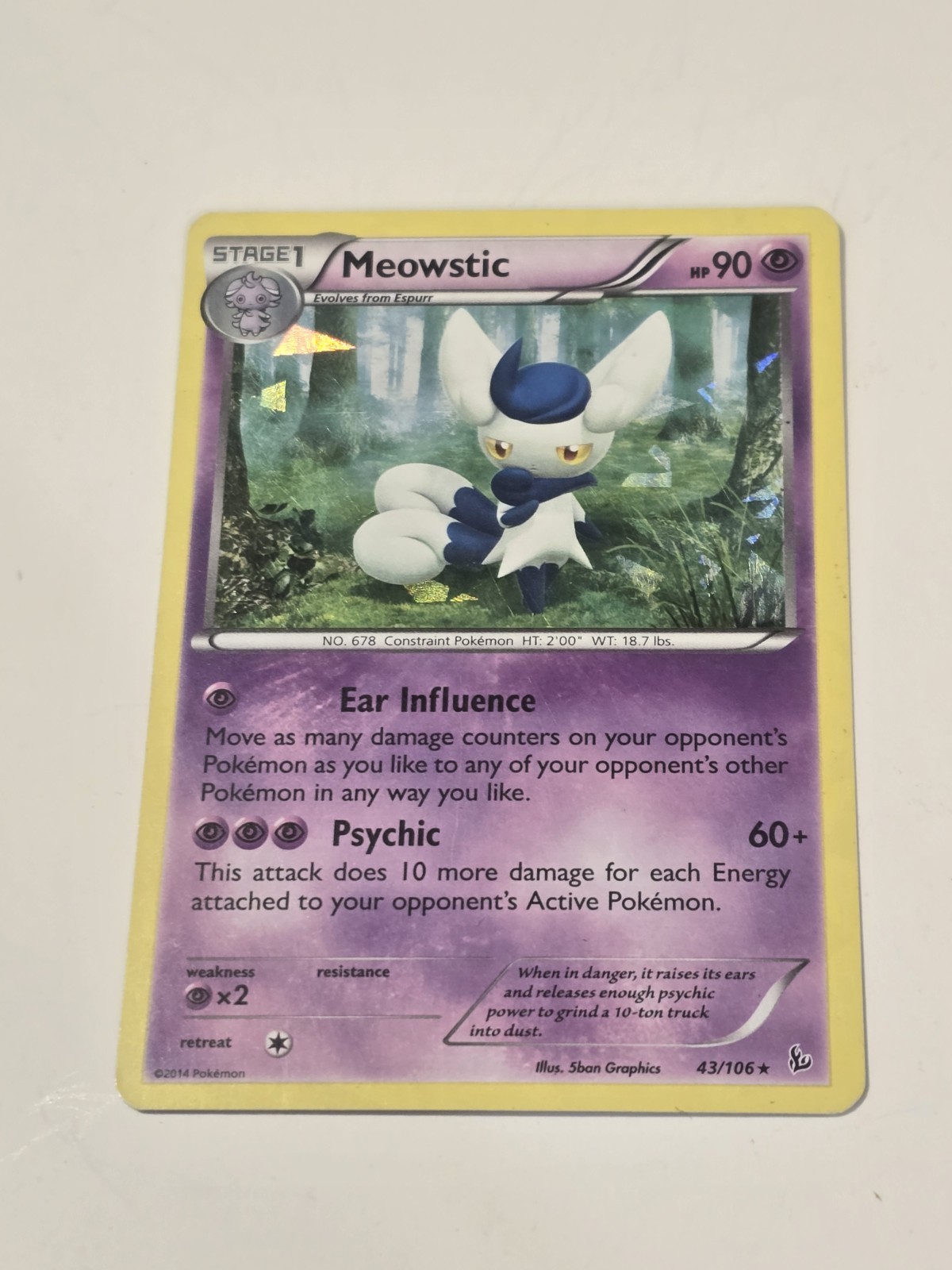 Meowstic 43/106 Holo Rare Pokemon Card 