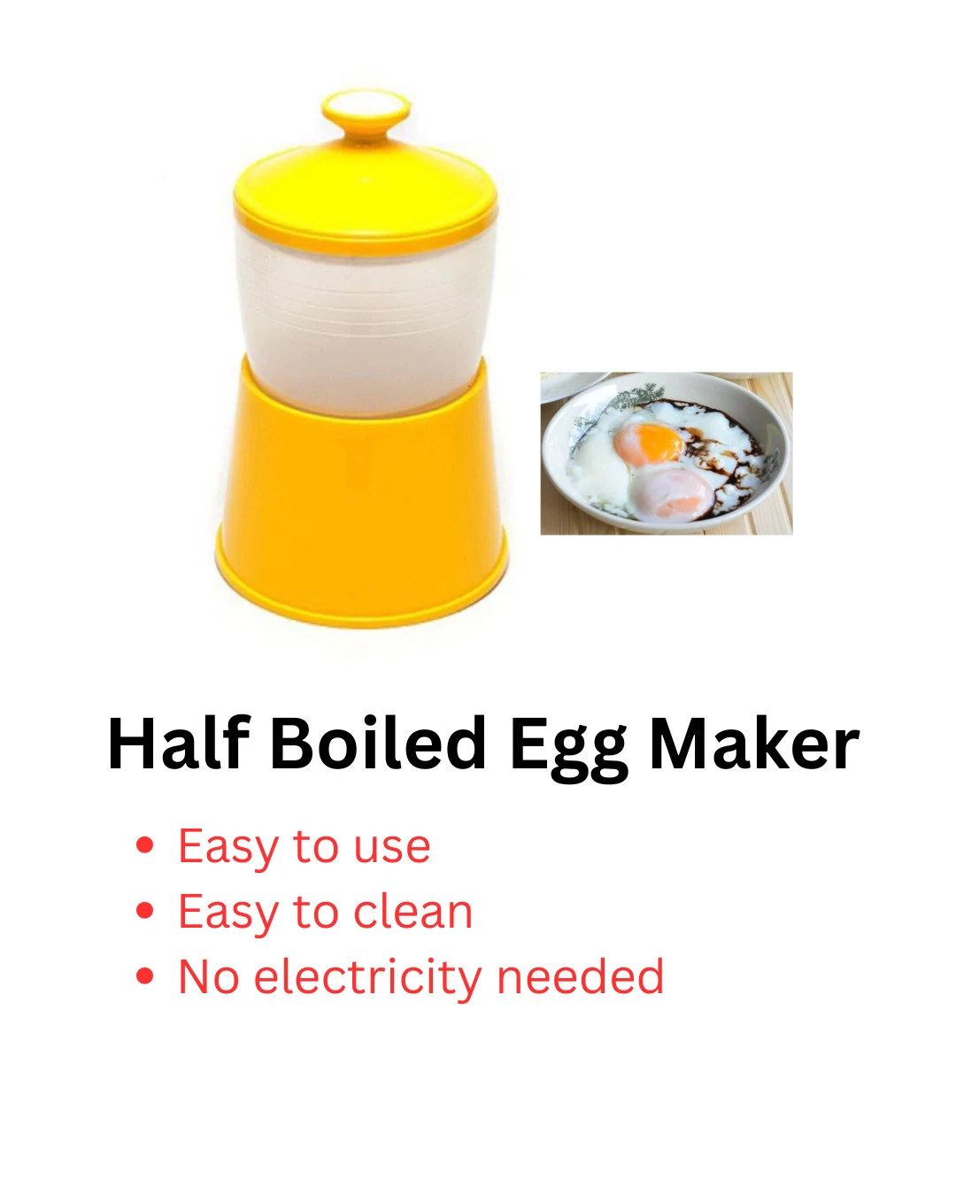 Half Boiled Egg Maker Made in Malaysia Yellow Color