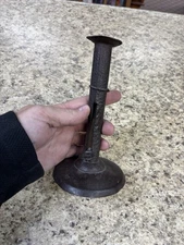 Antique Primitive Iron Hogscraper Hog Scraper Push-up 7" Tall Candlestick Holder