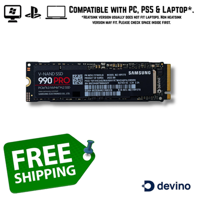 SAMSUNG 990 PRO 1TB 2TB 4TB Heatsink Gen4 NVMe SSD 7,450MB/s TLC