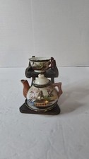 Japanese Miniature Tea Set w/ Stand Hand Painted Teapot Cup Saucer Vintage Cute