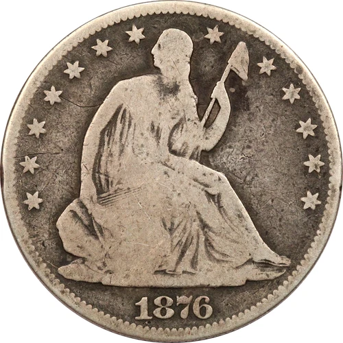 1876 Seated Liberty Half Dollar 50C, Very Good VG