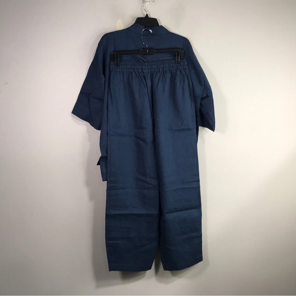 Pijama Magic Linen Aveiro 2 peças Stet, feminino tamanho G - Azul - Imagem 2 de 4