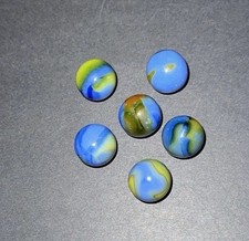 JABO Swirl Marbles Multicolr Blue, Yellow, Brown Art Glass UV Reactive
