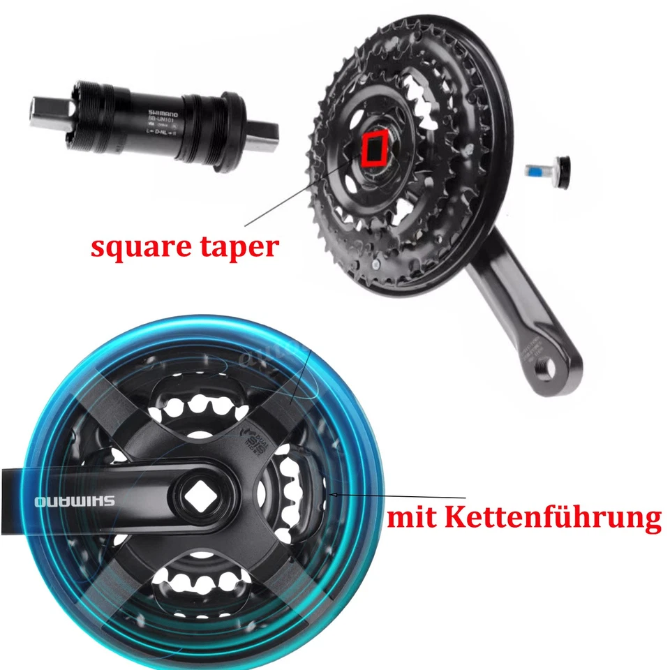 Shimano FC-MT101 3×9 fach MTB Kurbelgarnitur 40-30-22T Zähne BB-UN101 Tretlager - Bild 2 von 4