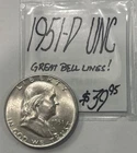 1951-D Franklin Silver Half Dollar UNC! Great Bell Lines! ENN Coins