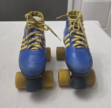 Vintage 1980s Colt Outdoor Indoor Roller Skates Blue  Yellow Size 5-7