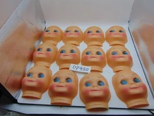 12 BABY DOLL FACES HALF HEADS VINTAGE FACE 3 1/2" X 5" BIG BLUE EYES HONG KONG