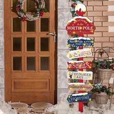 8 Pcs Christmas North Pole Yard Signs Lawn Wooden Outdoor...