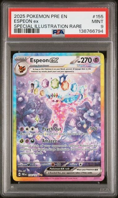 Espeon EX 2025 Pokémon PRE Prismatic Evolutions SIR 155/131 PSA 9 MINT