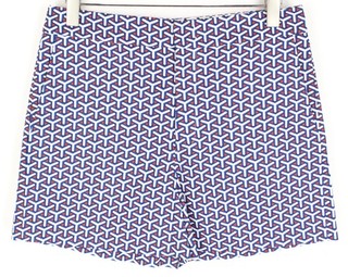 SUITSUPPLY Women Shorts 40 Blue Red White Ornamet Patterned Casual Slit Pocket