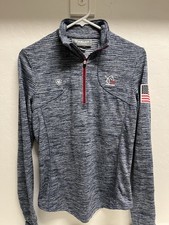 Ariat Tek Womens Medium 1/4 Zip Up Team US Equestrian Tek Flag Patch Horse Blue