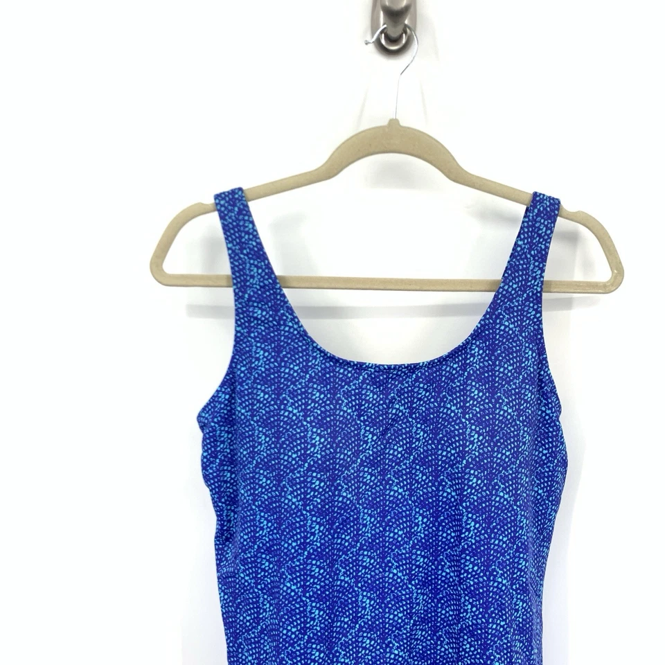 LL Bean Mujer Talla 12 Grande Natación Tankini Traje de Baño Top Azul Estampado Estante Sujetador Foto 2 de 4
