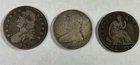 1822 Capped Bust Half, 1838 Capped Bust Half, and 1853 Seated Liberty Half