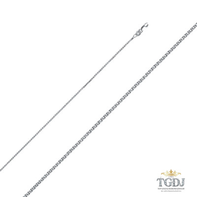 14k White Gold SOLID 1.3 mm Flat Open wheat Chain with Lobster Claw Clasp 16/18'