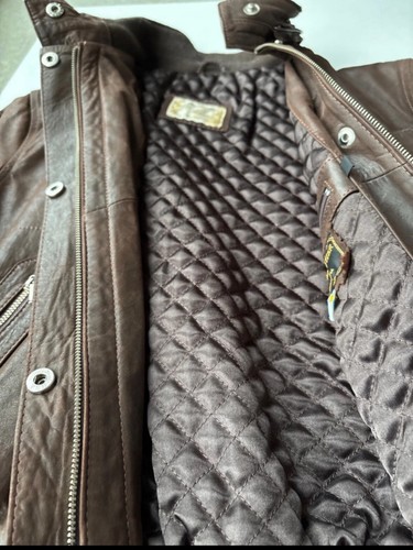 Brown Leather Bomber Jacket With Detachable Fur Trimmed Hood - Picture 6 of 14