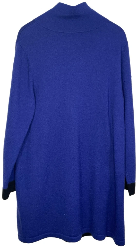 Chico’s Long Blue 100% Wool Open Sweater Long Duster Knit Cardigan Size 3 XL - Image 2 of 4