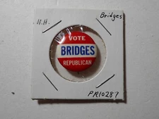 7/8" Bridges red, blue & white New Hampshire U.S. Senator cello pinback button