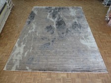11'3 x 15'3 Hand Knotted Gray Fine Modern Abstract Oriental Rug With Silk G8194