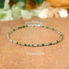 Natural Tiny Green Grape Prehnite Ankle Bracelet Healing Stone Crystal Anklet
