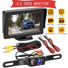 4.3" HD Monitor Car Backup Reverse Camera Rear View Parking License Plate System