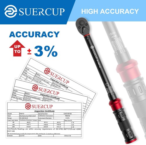 SUERCUP 1/4 3/8 1/2-inch Drive Torque Wrench - 3Pcs Torque Wrench Set 20-240i... - Picture 11 of 16