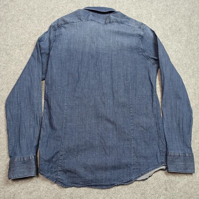 Replay Mens Denim Shirt XL (Fits like L) Slim Fit Blue Jeans 