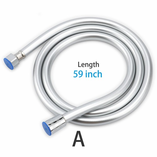 Brass Pipe Connectors Smooth Siver PVC 1.5M Or 2M Long Flexible Shower Hose 1/2" - Picture 10 of 11