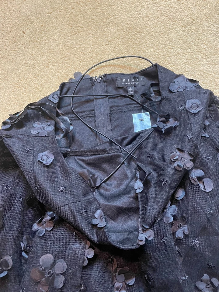 Trixxi Flower Petal Tutu Whimsigoth Cupcake Babydoll Mini Fairy Dress Black S - Image 4 of 4