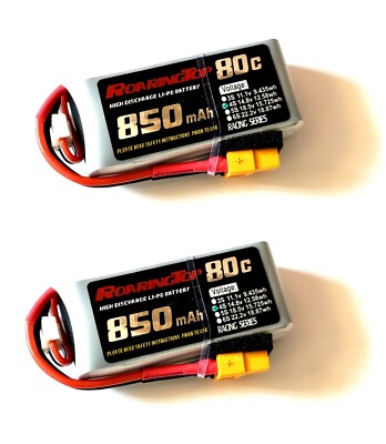 2X RoaringTop LiPo Battery Pack 80C 850mAh 4S 14.8V with XT60 Plug